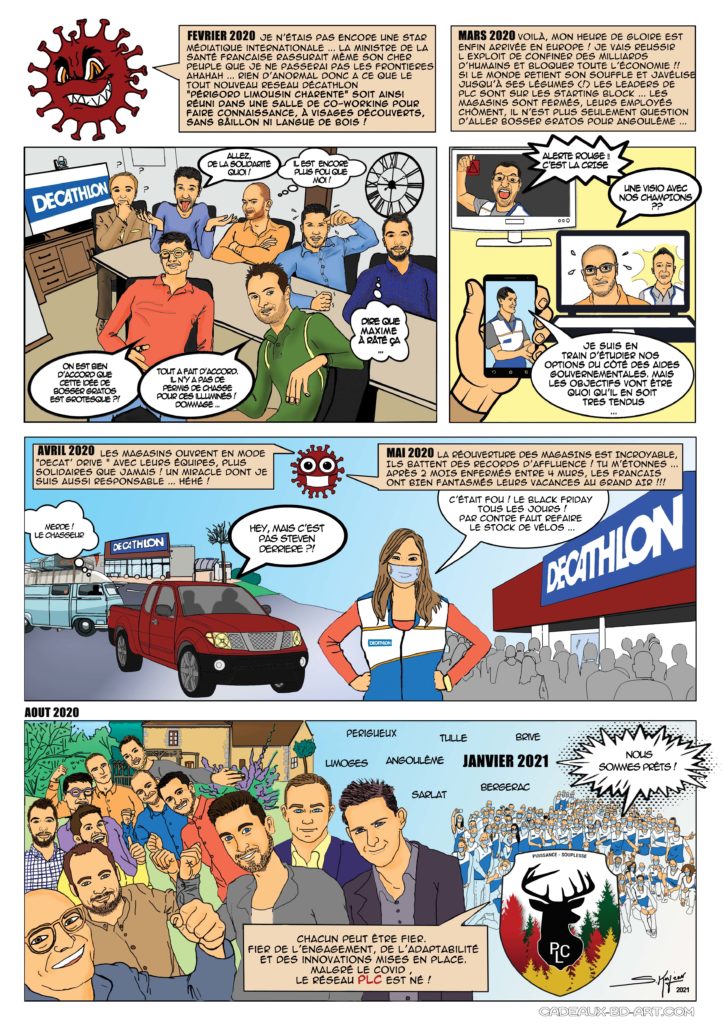 Planche BD personnalisée pour communication d'entreprise internet pendant le Corona virus