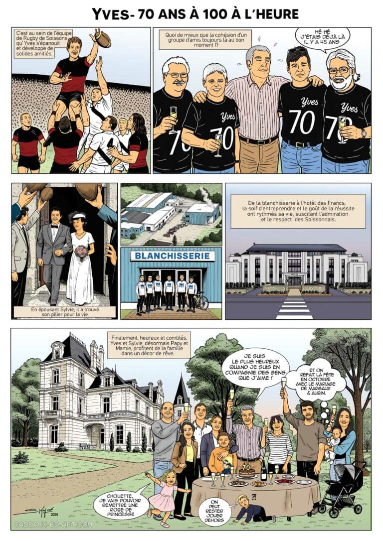 Cadeau Planche BD personnalisée pour les 70 ans d' Yves