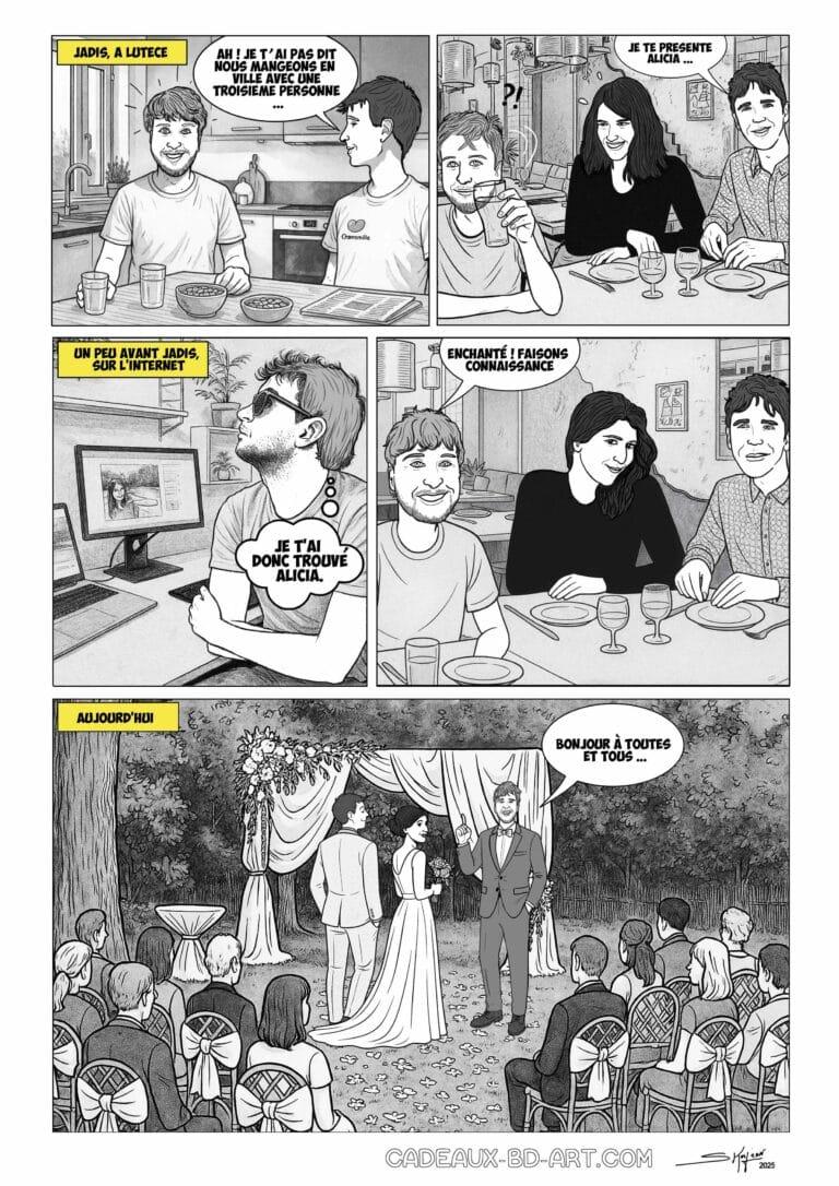 BD personnalisée offerte par le témoin d'un mariage