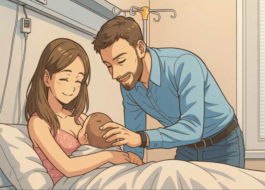 Image brute générée par l'IA style manga au lieu du style semi réaliste souhaité avec ressemblance plus qu'approximative pour le personnage féminin