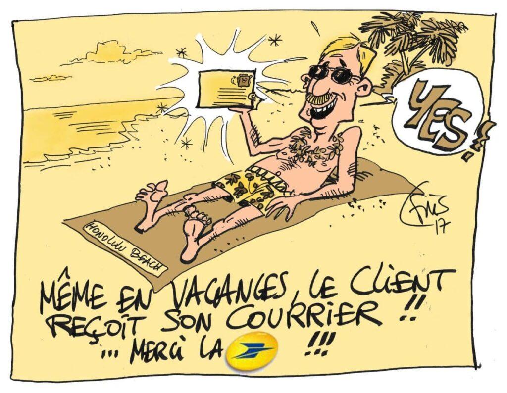 Dessin vignette signé Fris pour promouvoir les nouveautés du service "La Poste" - Slide 3