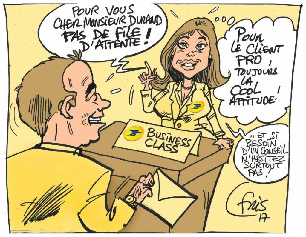 Dessin vignette signé Fris pour promouvoir les nouveautés du service "La Poste" - Slide 2